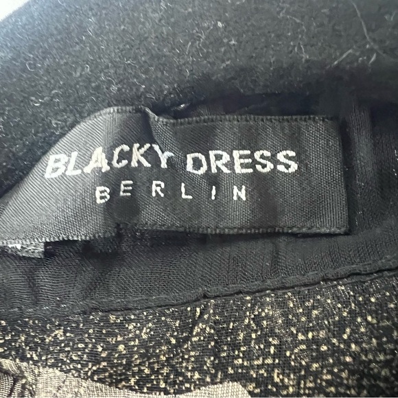 Vintage Blacky dress Berlin sleeved semi-sheer top. Black with Floral Design 8 - Picture 8 of 16